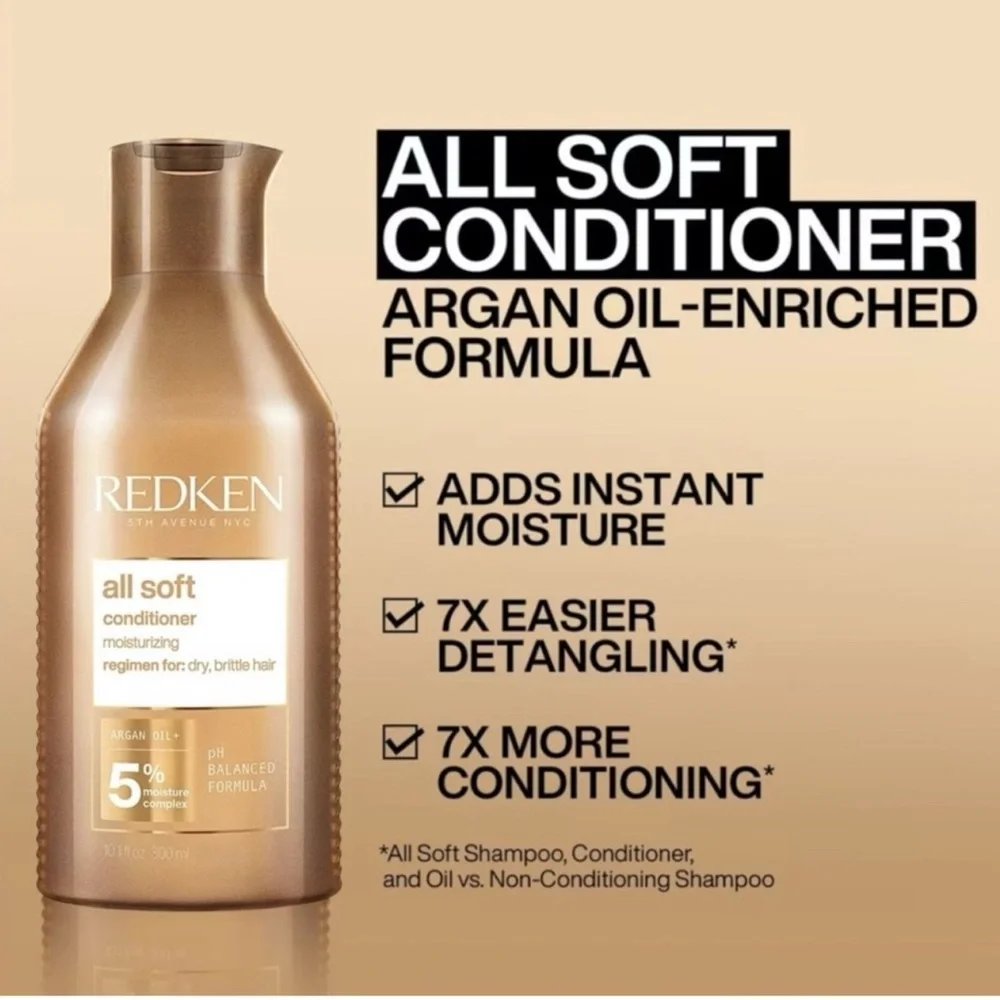 REDKEN All Soft Shampoo & Conditioner for Dry Damaged with Hair Argan Oil